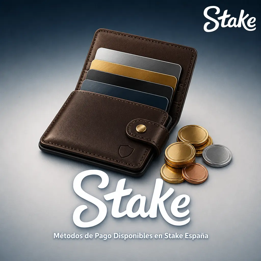 Métodos de pago disponibles en Stake España: criptomonedas, tarjetas Visa/Mastercard, Google Pay, Apple Pay y transferencia bancaria.