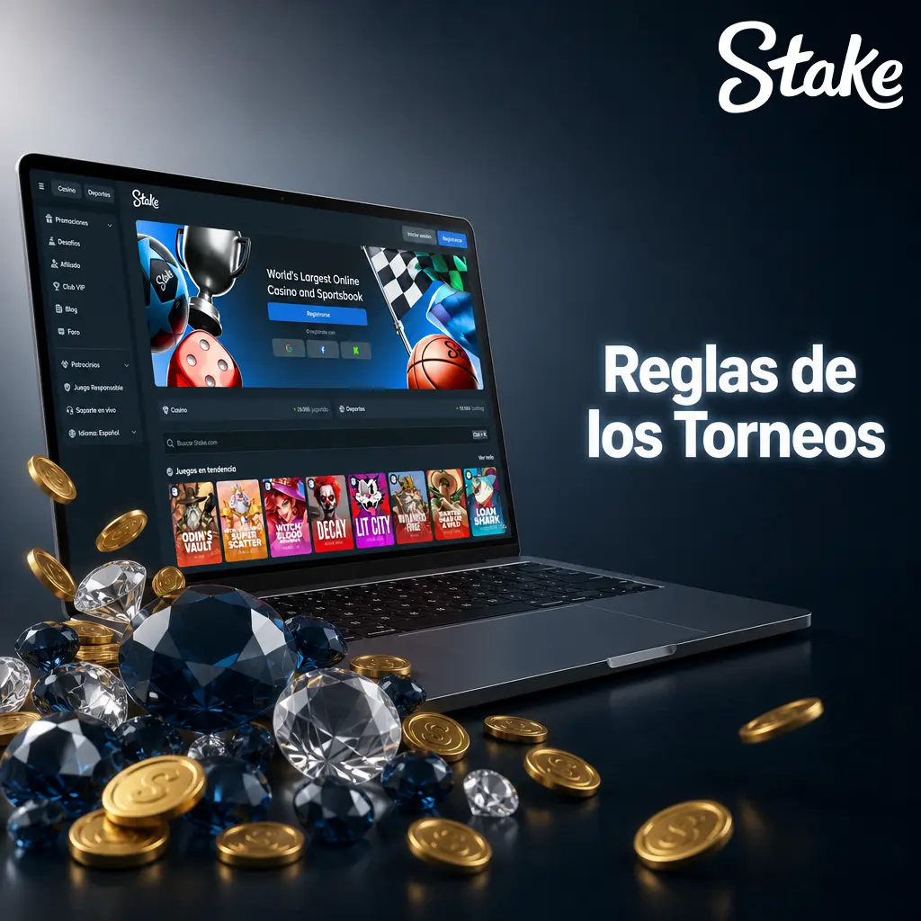 Reglas de los torneos de Stake: requisitos de edad, juegos calificados y cómo se calcula la puntuación para ganar premios.