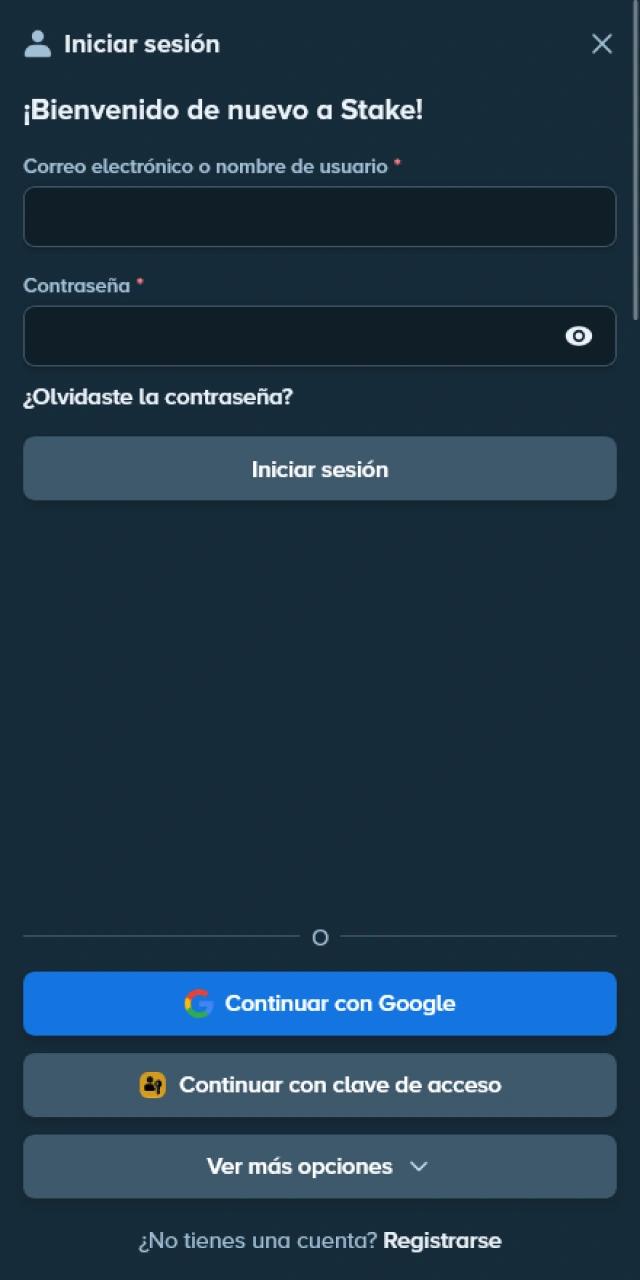 Inicia sesión en Stake para usar tu boletín de apuestas deportivas.
