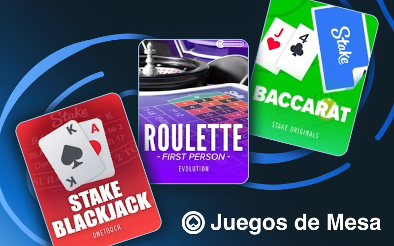 Disfruta de los clásicos juegos de mesa del casino Stake.